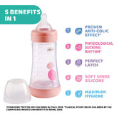 Chicco Perfect 5 Bottle 240ml 2M+ Medium Flow Pink
