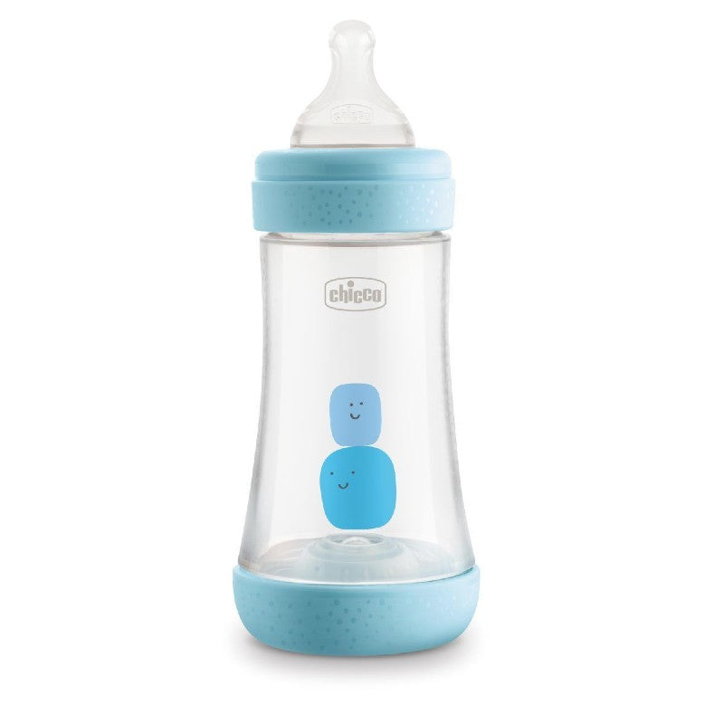Chicco Perfect 5 Bottle 240ml 2M+ Medium Flow Blue