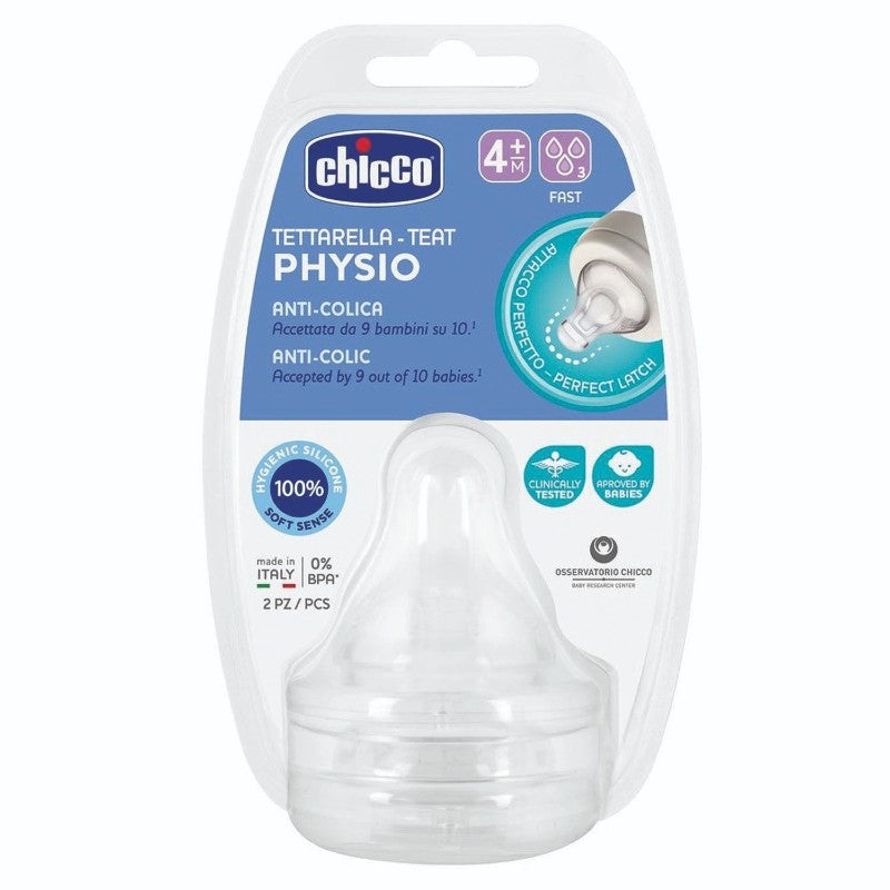 Chicco Perfect 5 Physio Teat 4M+ Fast Flow 2 Pack