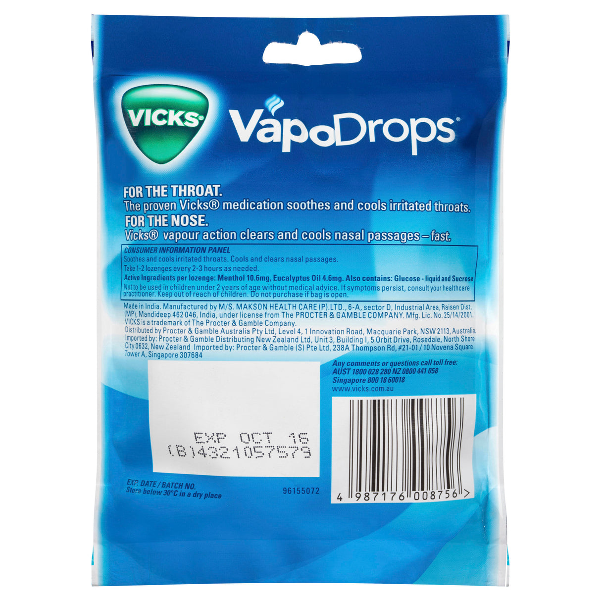 Vicks VapoDrops Original Menthol Throat Lozenges 24 Pack