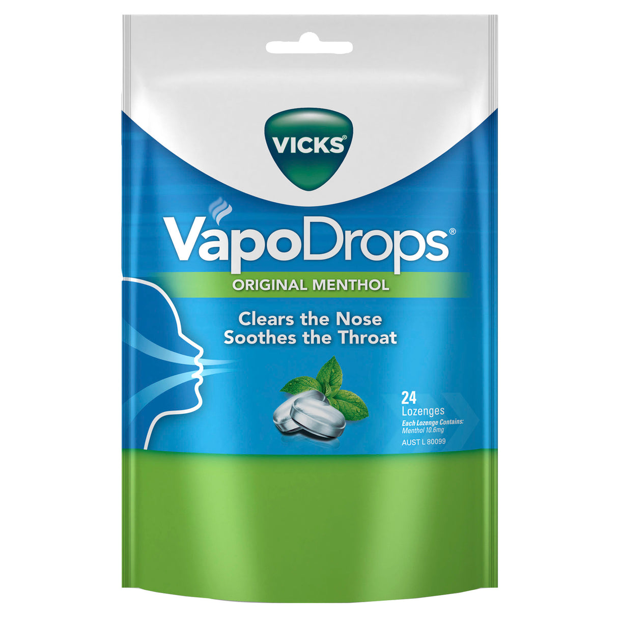 Vicks VapoDrops Original Menthol Throat Lozenges 24 Pack
