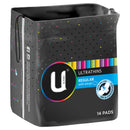 U by Kotex Regular Ultrathins With Wings 14 Pack