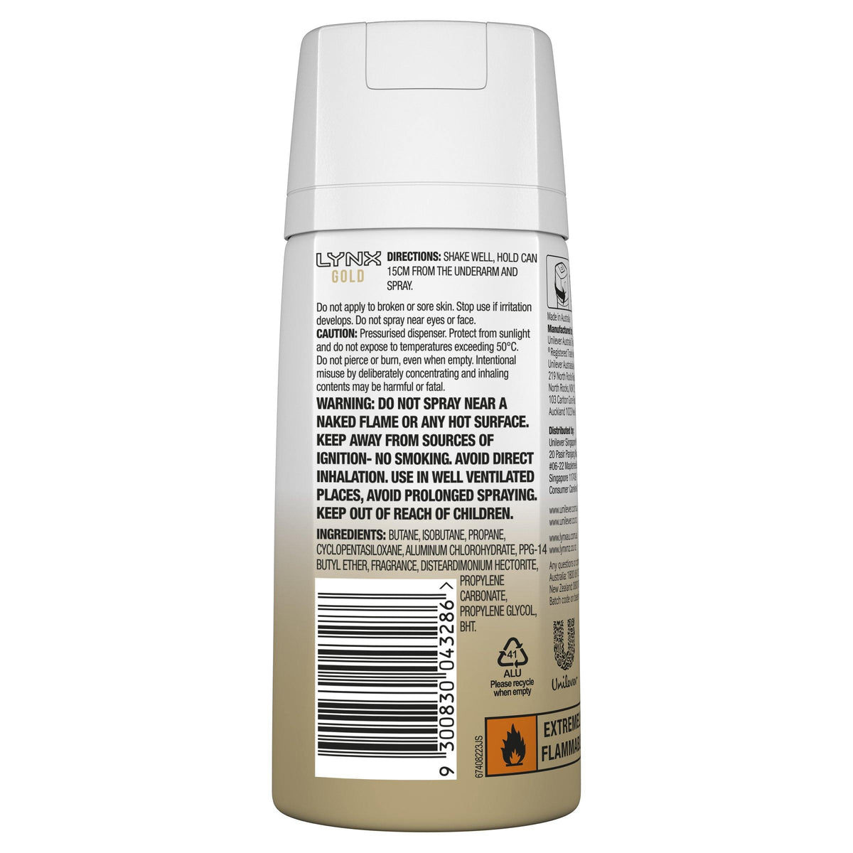 Lynx Men Antiperspirant Aerosol Deodorant Gold 160ml NZ - Bargain Chemist