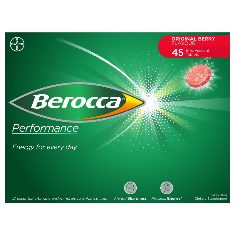Berocca Energy Vitamin Original Berry Effervescent Tablets 45 Pack