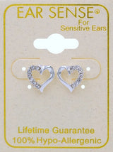 EarSense CH244 Silver Crystal Heart Stud