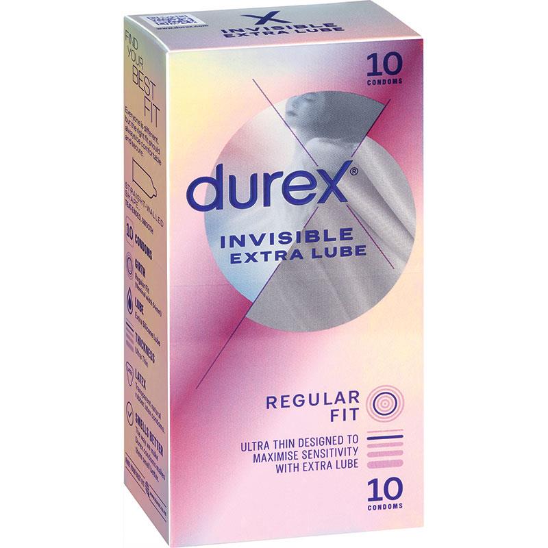 DUREX Condoms Invisible Extra Lube 10pk
