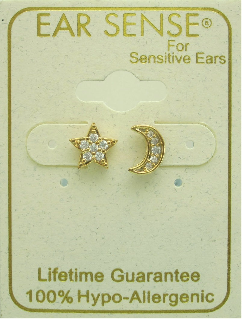 Earsense F387 Gold Sun & Moon Mismatch Studs