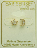 Earsense F387 Gold Sun & Moon Mismatch Studs