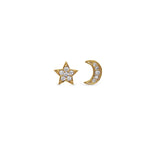 Earsense F387 Gold Sun & Moon Mismatch Studs