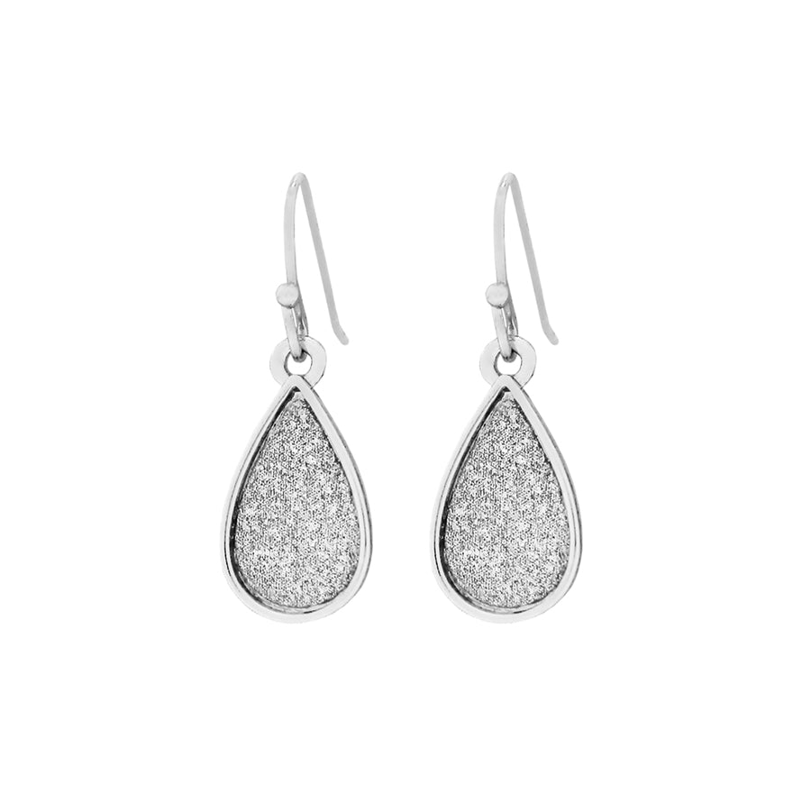 EarSense F394 Silver Glitter Teardrop French Hook