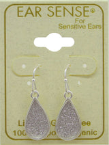 EarSense F394 Silver Glitter Teardrop French Hook