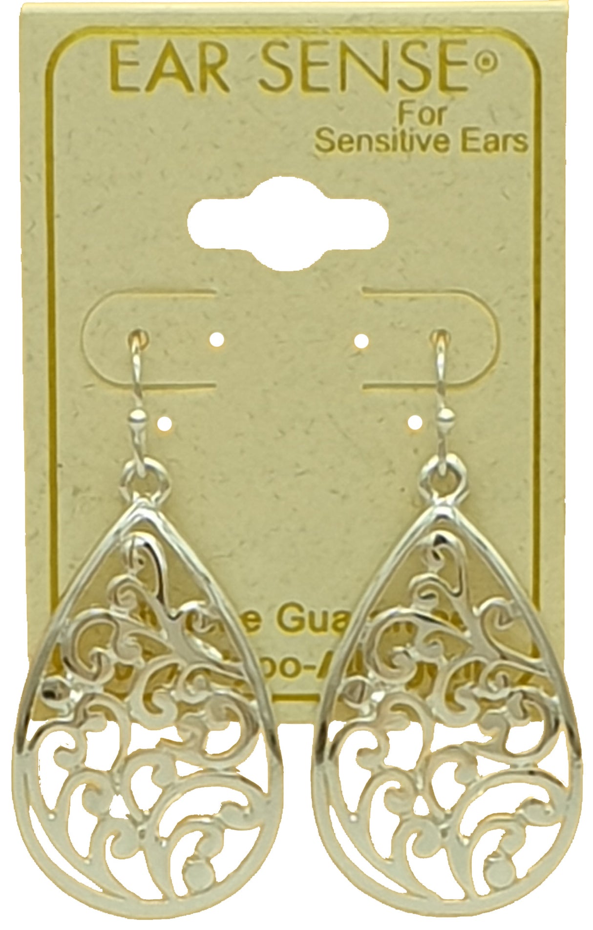 EarSense F398 Silver Filigree Teardrop French Hook