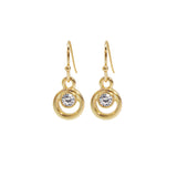 EarSense F407 Gold Open Circle with Crystal French Hook
