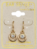 EarSense F407 Gold Open Circle with Crystal French Hook