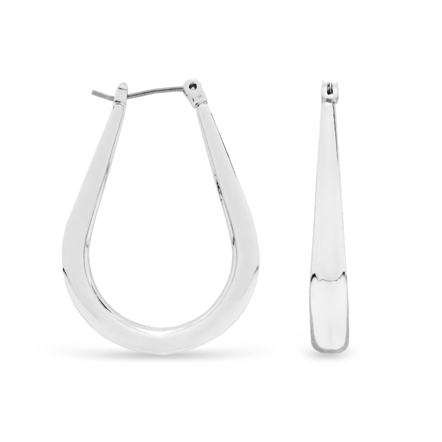 EarSense F410 Silver Tube Tear Drop Hoop