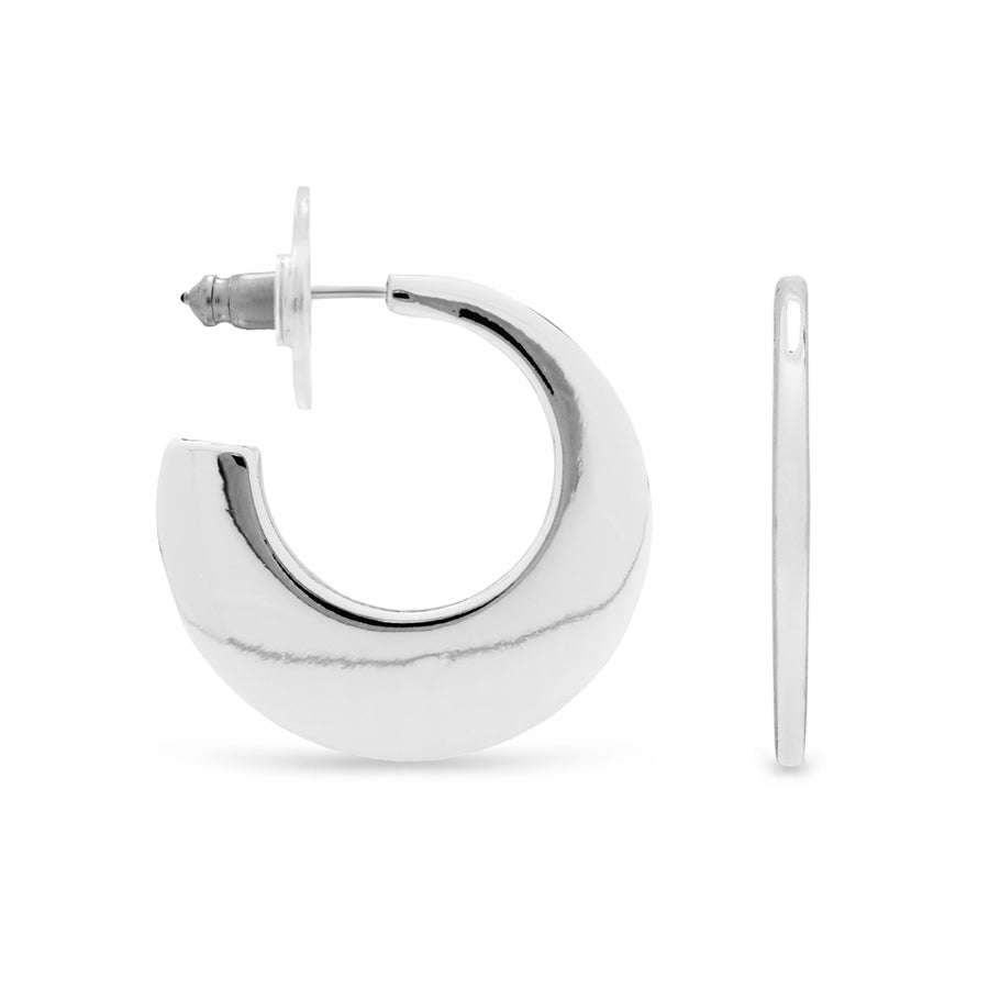 EarSense F412 Silver Flat Crescent Hoop
