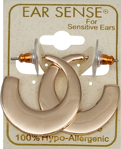 EarSense F413 Gold Flat Crescent Hoop