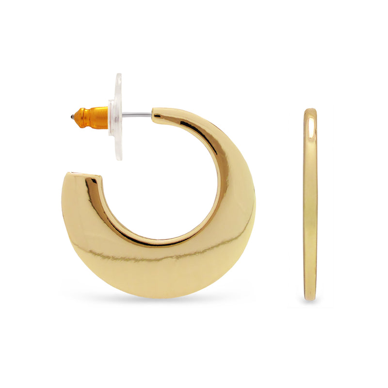 EarSense F413 Gold Flat Crescent Hoop