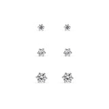 EarSense FA624S Silver Cubic Zirconia Trio - 2mm, 3mm & 4mm