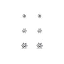 EarSense FA624S Silver Cubic Zirconia Trio - 2mm, 3mm & 4mm