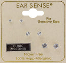 EarSense FA624S Silver Cubic Zirconia Trio - 2mm, 3mm & 4mm