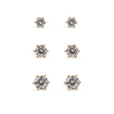 EarSense FA632 Gold Cubic Zirconia Trio studs 4 5 & 6mm