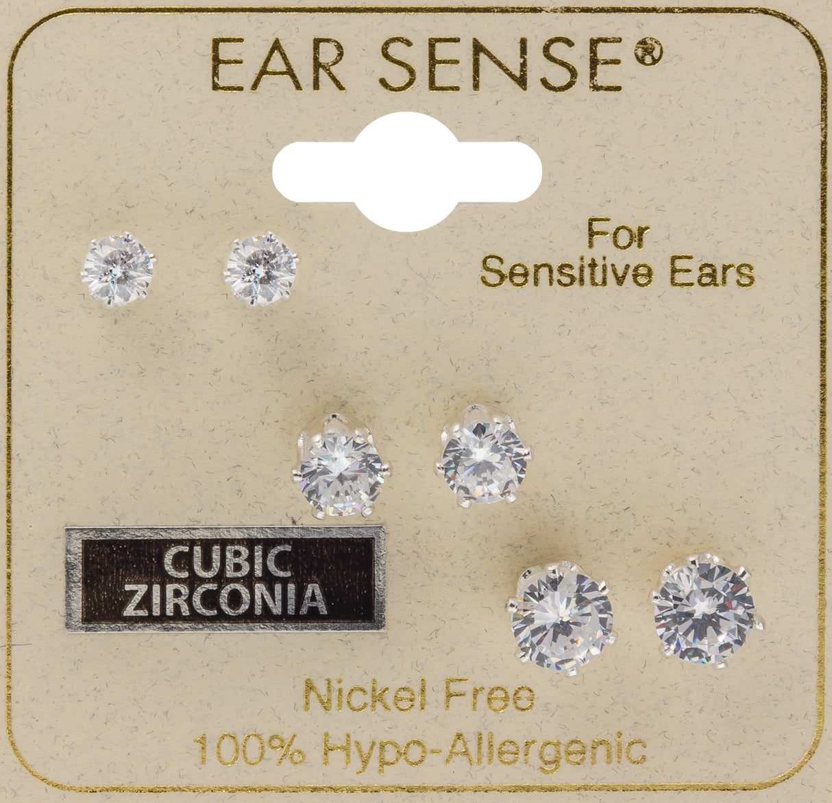 EarSense FA632S Silver Cubic Zirconia Trio 4 5 & 6mm