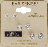 EarSense FA632S Silver Cubic Zirconia Trio 4 5 & 6mm
