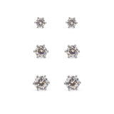 EarSense FA632S Silver Cubic Zirconia Trio 4 5 & 6mm