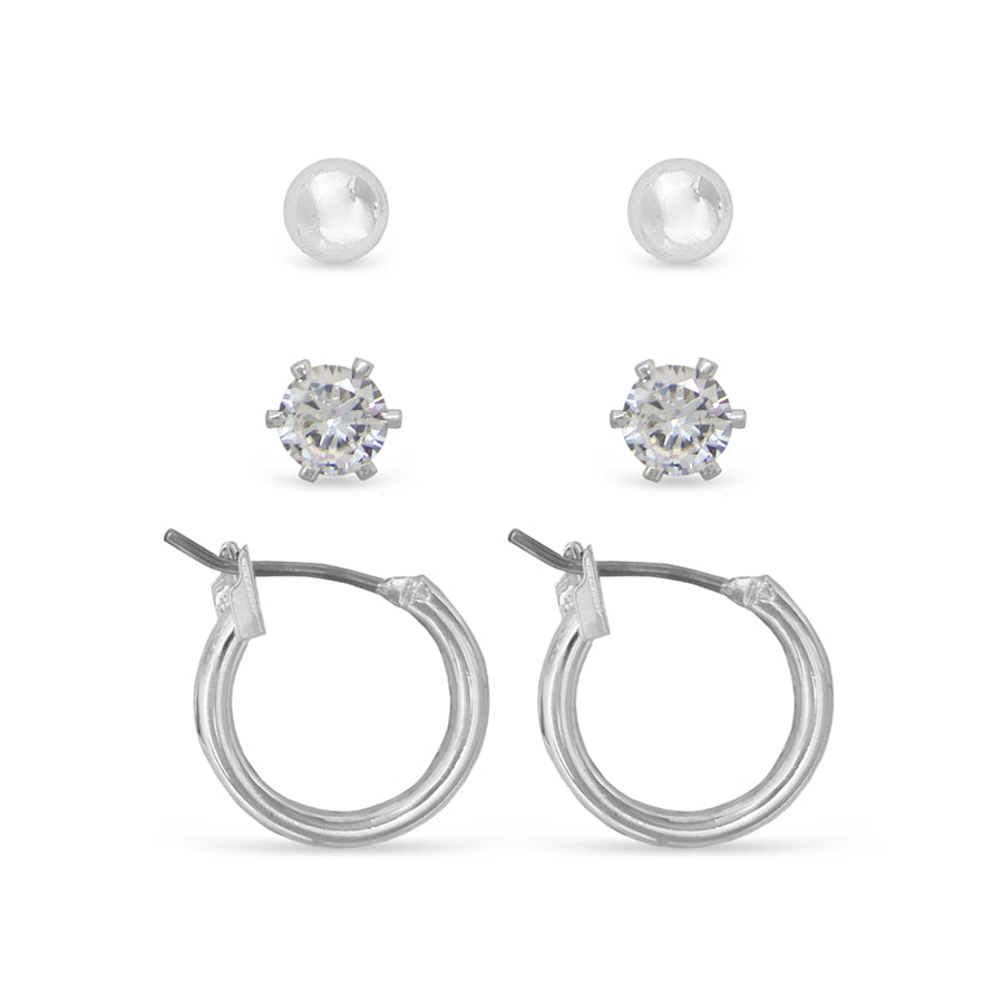 EarSense FC298 Silver Ball Stud & Hoop