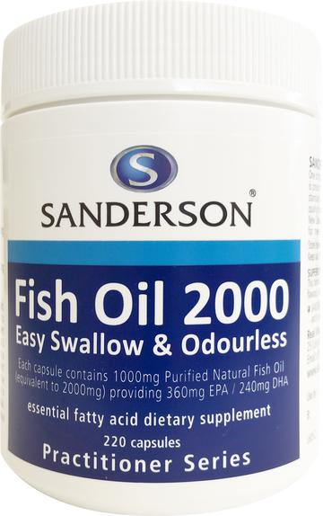 SANDERSON Odourless Fish Oil Supplement 2000 220caps