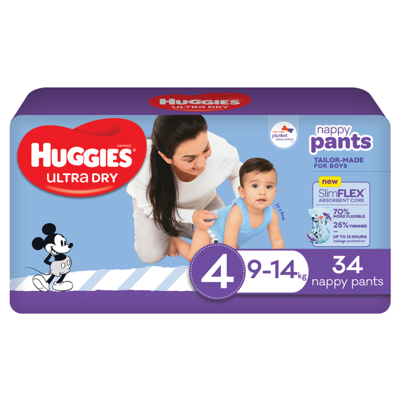 Huggies Nappy Pants Ultra Dry Size 4 Boy 34 Pack