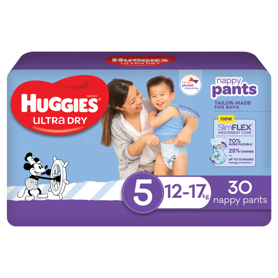 HUGGIES N/Pants U/Dry Sz5 Boy 30