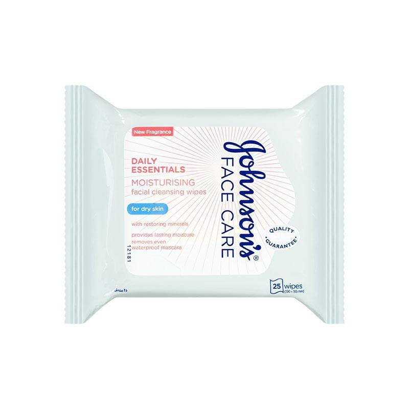 Johnson's Face Care Daily Essentials Moisturising Wipes Dry Skin 25 Pack NZ - Bargain Chemist