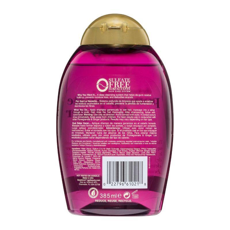 OGX Detoxifying + Pomegranate & Ginger Shampoo 385mL NZ - Bargain Chemist