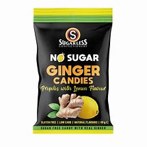 Sugarless Confectionary Ginger with Lemon Candies 60g