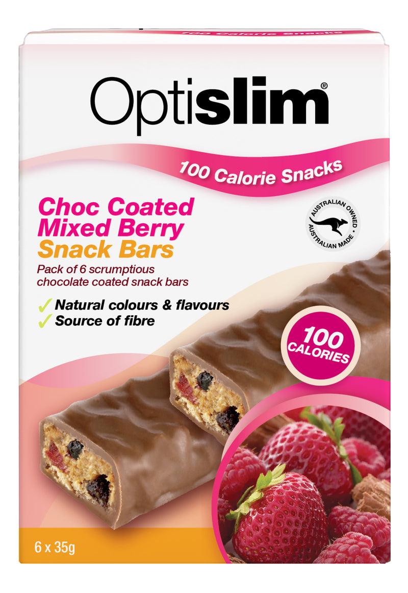 Optislim Choc Coated Mixed Berry Snack Bars 100 Calories 6x35g