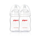 Pigeon SofTouch Peristaltic Plus Wide Neck Nursing Bottles Twin Pack PP 160ml SS