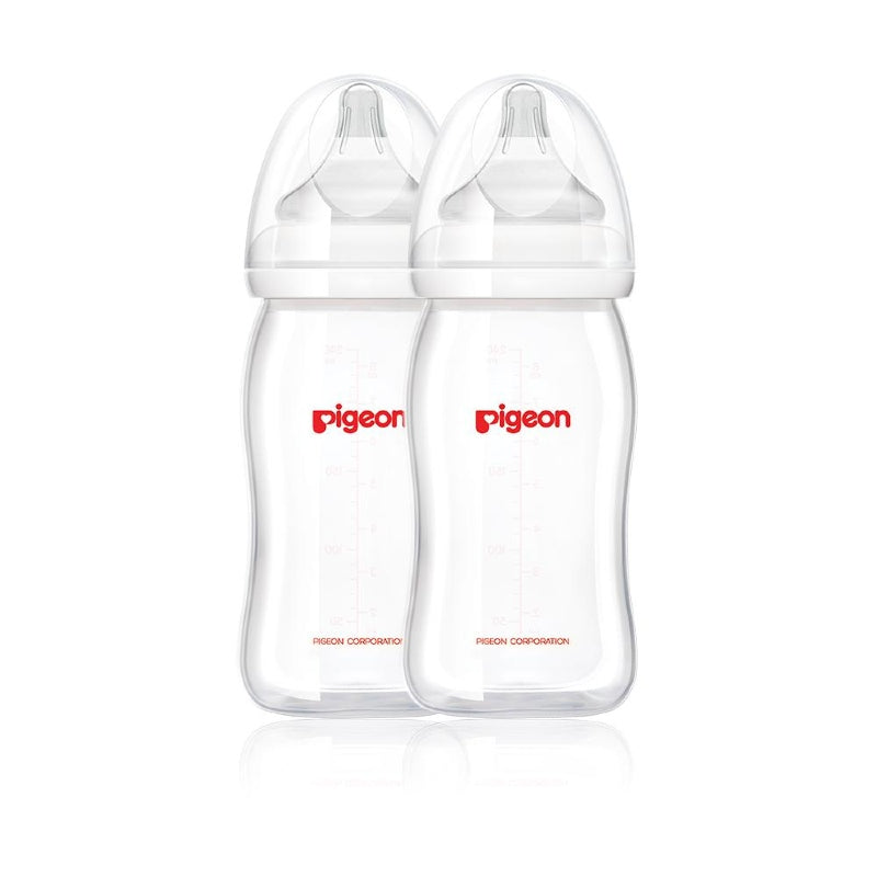 Pigeon SofTouch Peristaltic Plus Wide Neck Nursing Bottles Twin Pack PP 240ml M