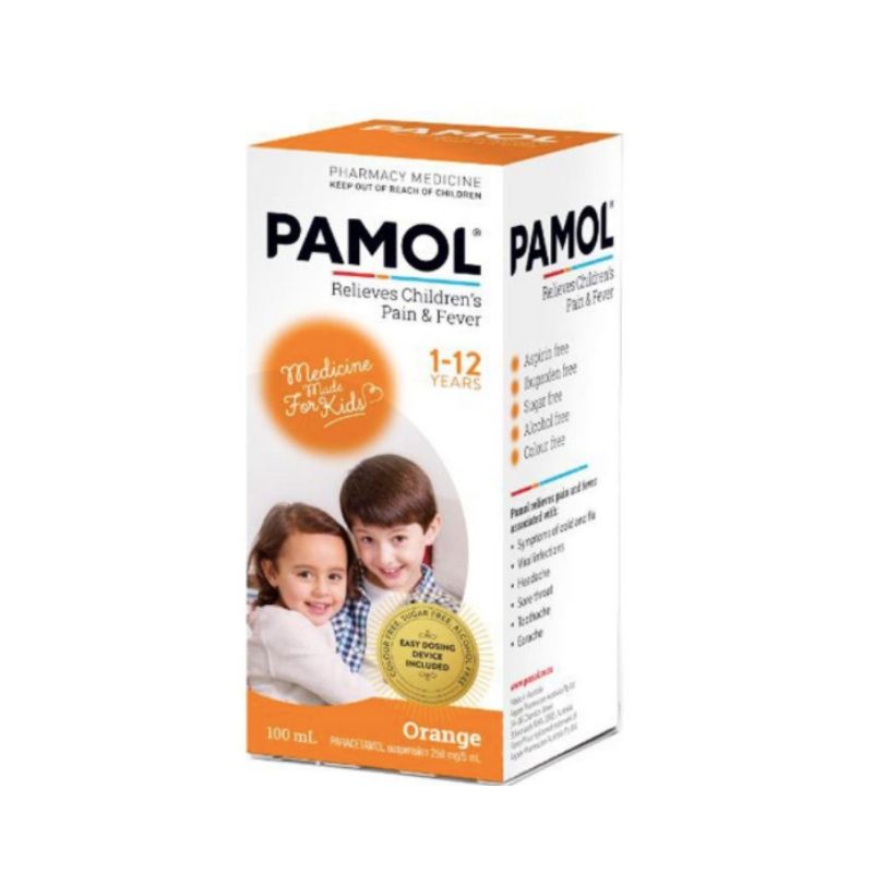 Pamol Childrens Fever and Pain Colour Free Orange 100ml Limit 2