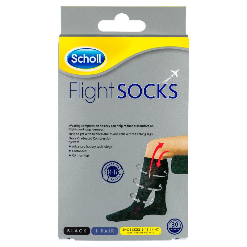 Scholl Flight Socks Compression Hosiery Black 44-47