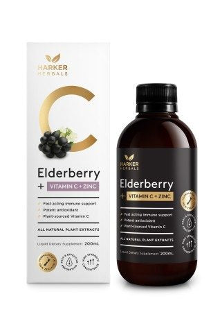 Harker Herbals Vitamin C+Elderberry+Zinc Supplement Drink 200ml