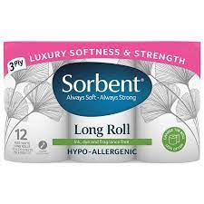 SORBENT TOILET PAPER LONG HYPO-ALLERGENIC ROLLS