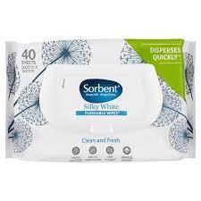 Sorbent Silky White Clean & Fresh Toilet Wipes 40 Pack