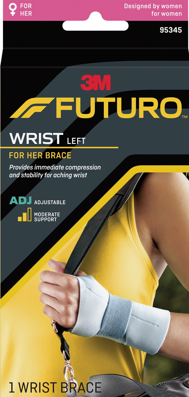Futuro For Her Slim Silhouette Wrist Support Left Hand Everyday Use 95345