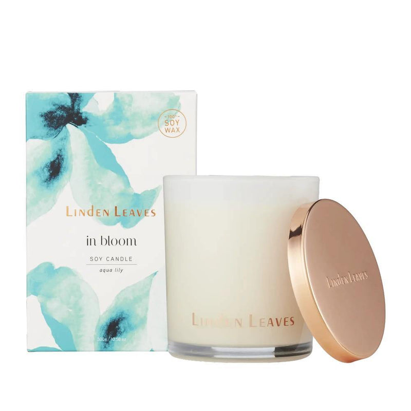 LINDEN LEAVES In Bloom Aqua Lily Soy Candle 300g NZ - Bargain Chemist
