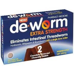 De-Worm 500mg Chocolate 2 Tablets