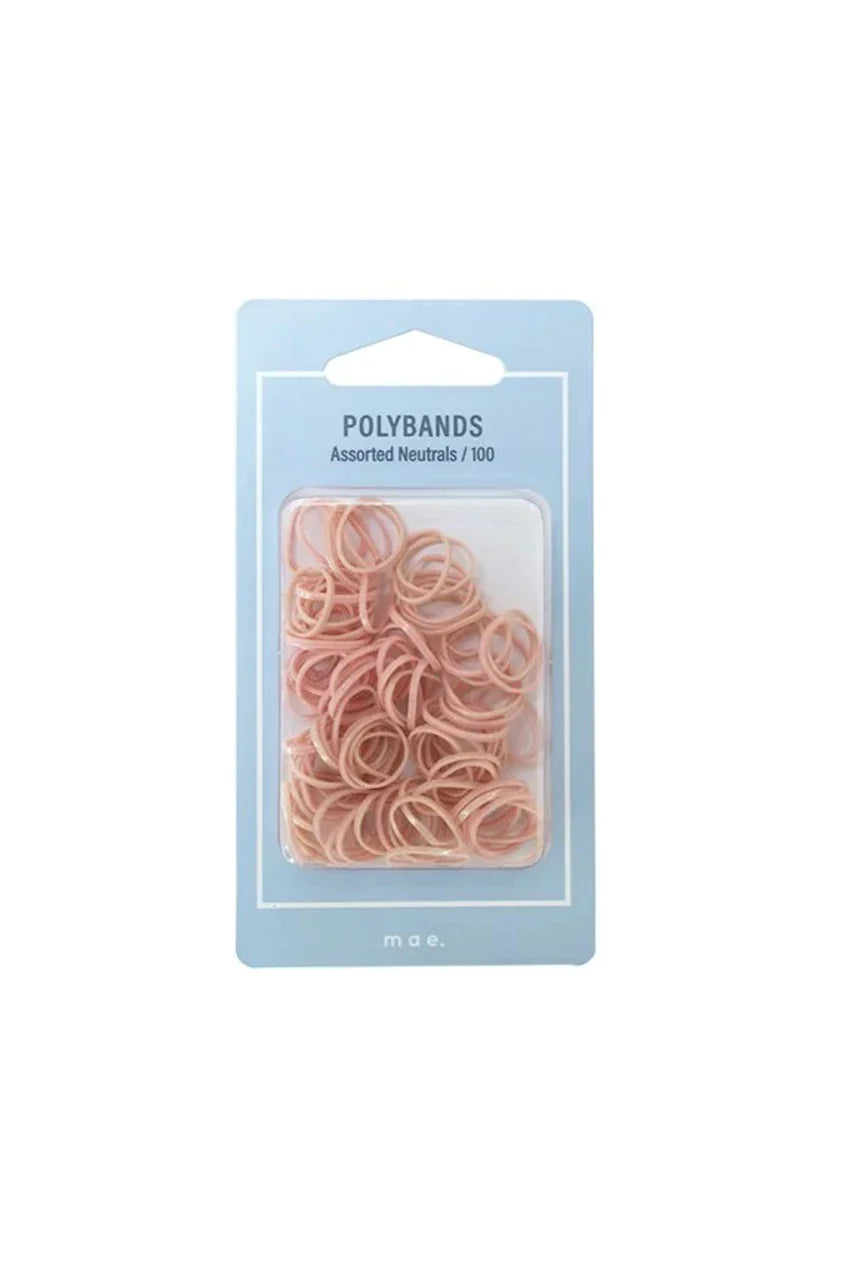 MAE Elastic Polybands Asst Neutrals 100
