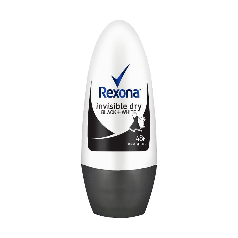 Rexona Women Antiperspirant Roll On Deodorant Invisible Dry Black & White 50ml