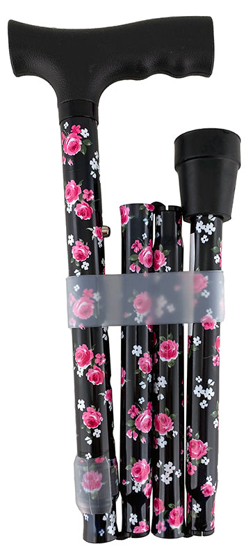 Surgical Basics Walking Stick Folding Adjustable Rose 33-37inch